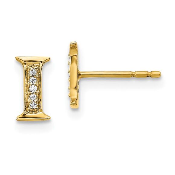 14k Yellow Gold Diamond Initial I Earrings,All Products : American Fashion Style Bags On Sale